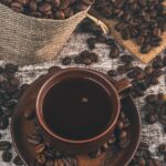 coffee, beans, mug, coffee beans, caffeine, coffee mug, coffee cup, top view